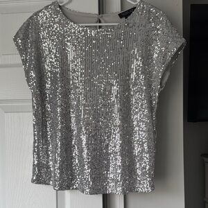 Rachel Zoe Sparkling Silver Sequin Blouse